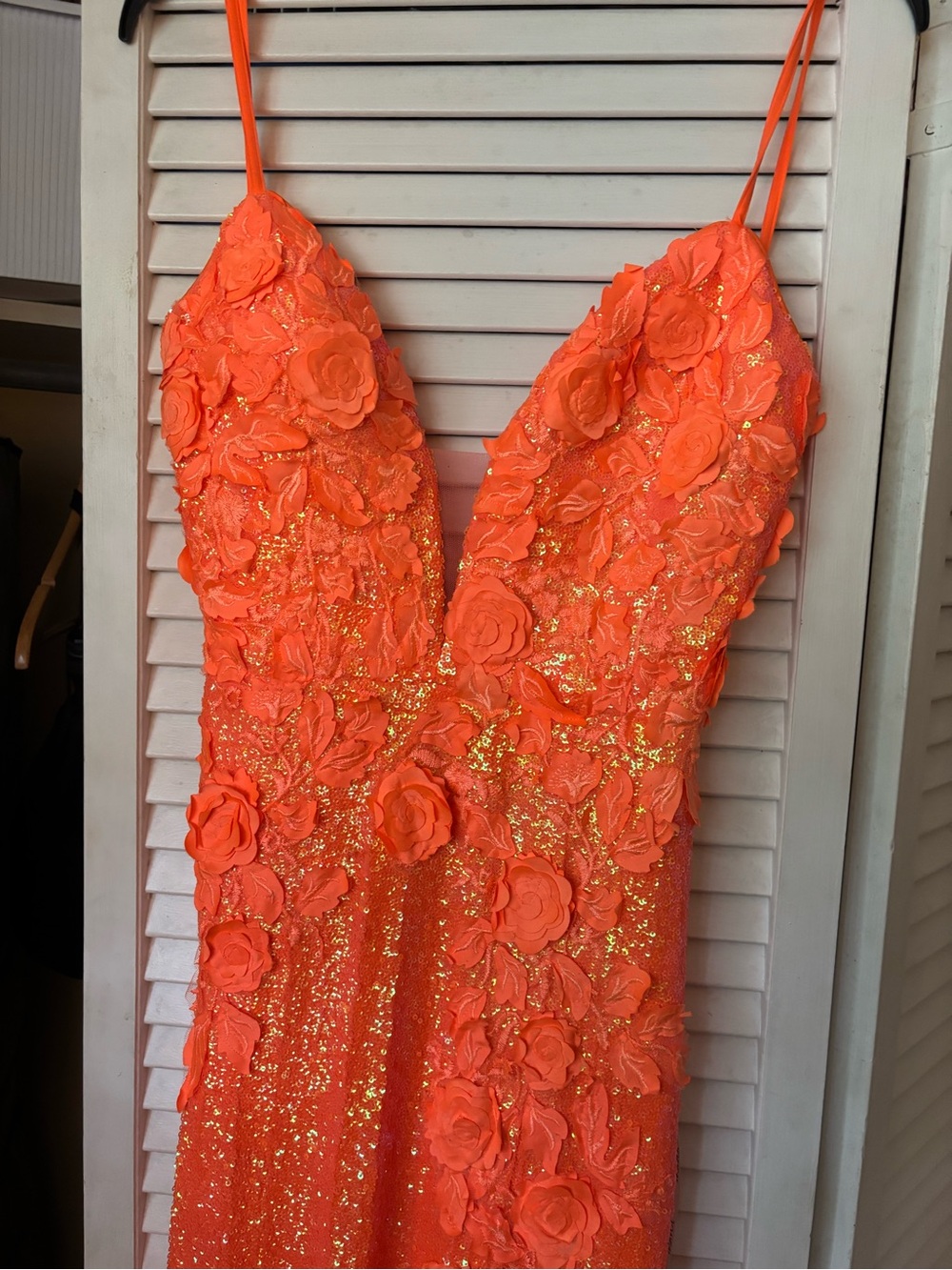 Jovani Orange Prom dress size 6 altered